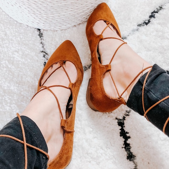 Mossimo Supply Co. Shoes - NWOT Brown Pointed Toe Lace Up Flats